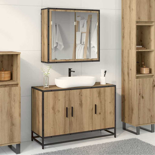 Badezimmermöbel-Set mit Regal 2 pcs Artisan-Eiche Holzwerkstoff