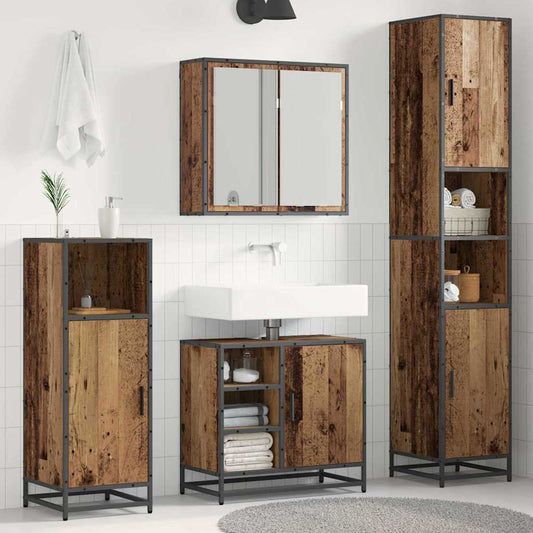 Badezimmermöbel-Set mit Regal 3 pcs Altholz Holzwerkstoff