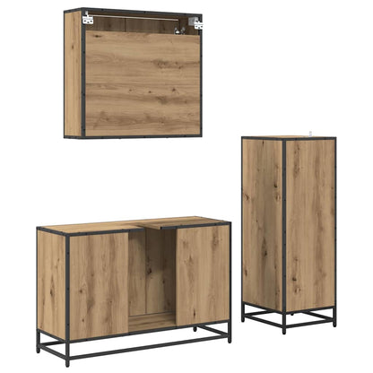 Badezimmermöbel-Set mit Regal 3 pcs Artisan-Eiche Holzwerkstoff