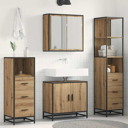 Badezimmermöbel-Set mit Regal 4 pcs Artisan-Eiche Holzwerkstoff
