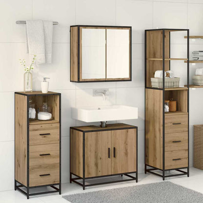 Badezimmermöbel-Set mit Regal 4 pcs Artisan-Eiche Holzwerkstoff