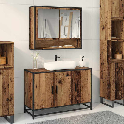 Badezimmermöbel-Set mit Regal 2 pcs Altholz Holzwerkstoff