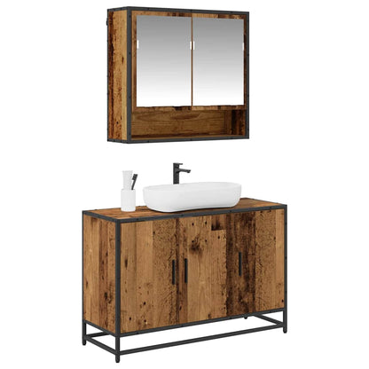 Badezimmermöbel-Set mit Regal 2 pcs Altholz Holzwerkstoff