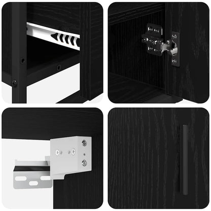 Badezimmermöbel-Set 3 pcs Schwarz Eichen-Optik Holzwerkstoff