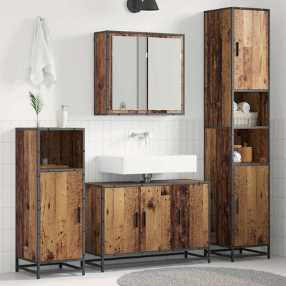 Badezimmermöbel-Set mit Regal 3 pcs Altholz Holzwerkstoff