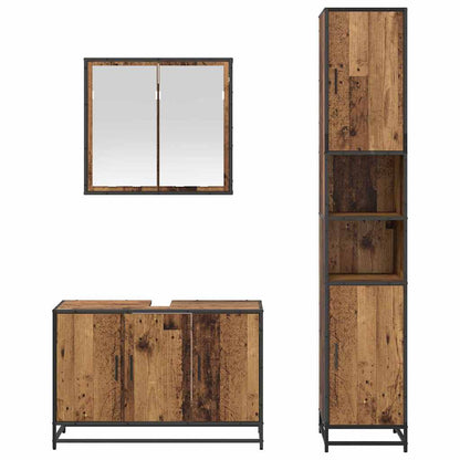 Badezimmermöbel-Set mit Regal 3 pcs Altholz Holzwerkstoff