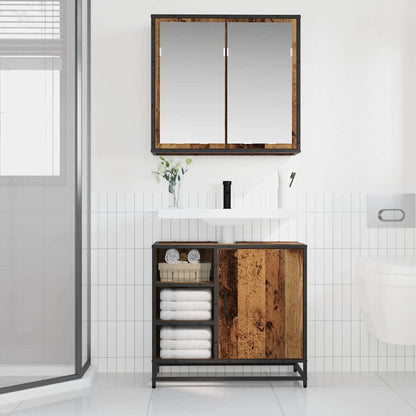 Badezimmermöbel-Set mit Regal 2 pcs Altholz Holzwerkstoff