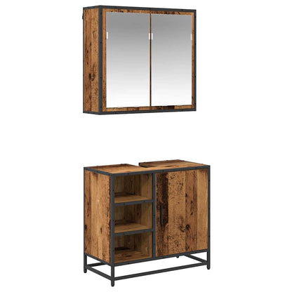 Badezimmermöbel-Set mit Regal 2 pcs Altholz Holzwerkstoff