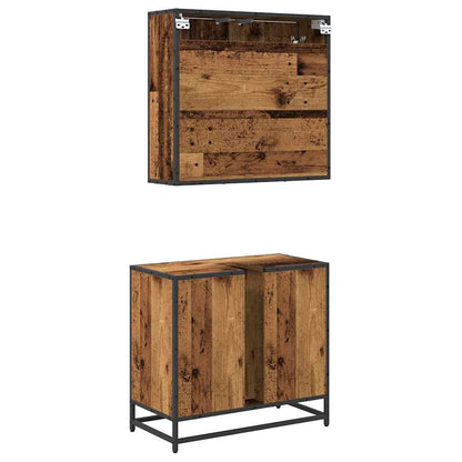 Badezimmermöbel-Set mit Regal 2 pcs Altholz Holzwerkstoff