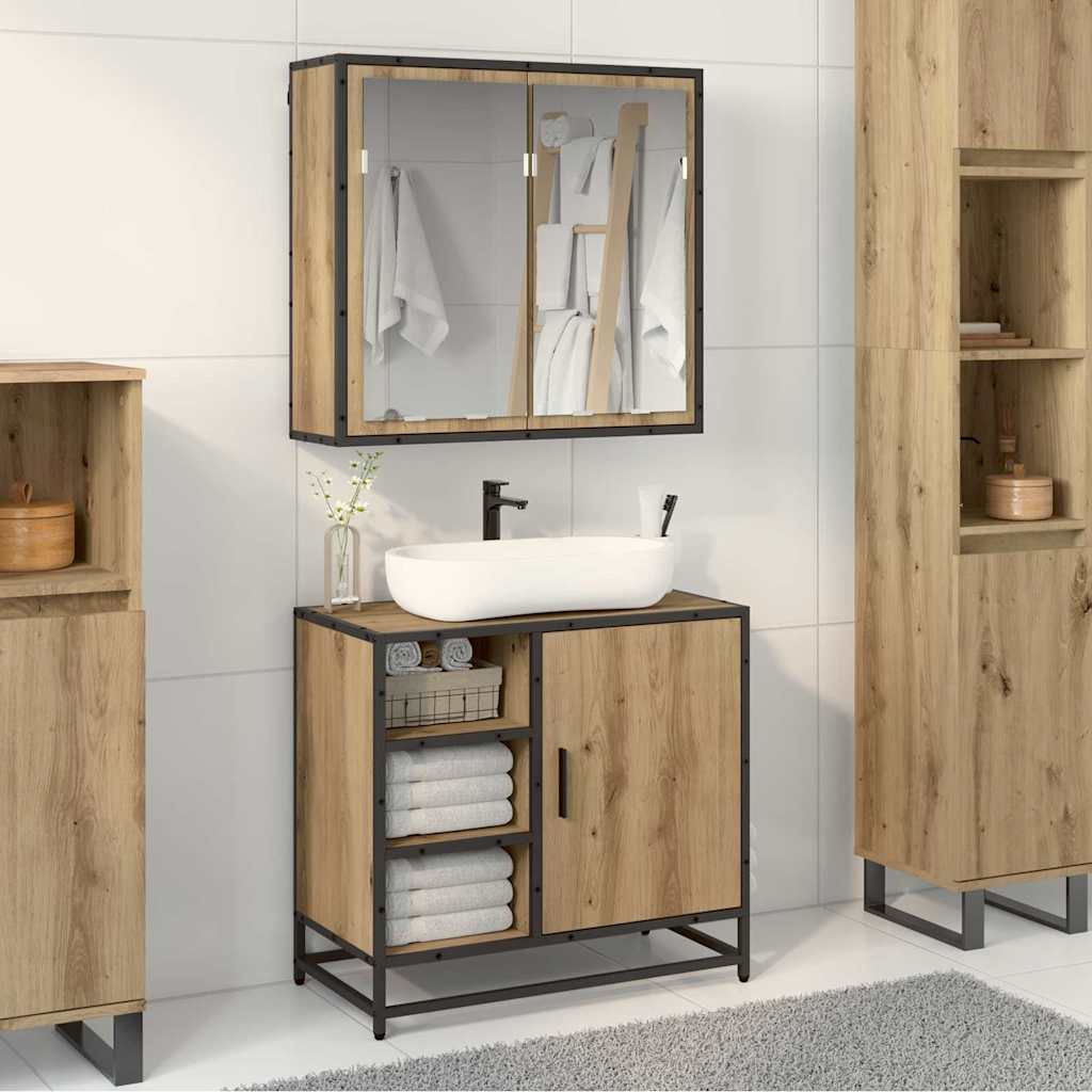 Badezimmermöbel-Set mit Regal 2 pcs Artisan-Eiche Holzwerkstoff