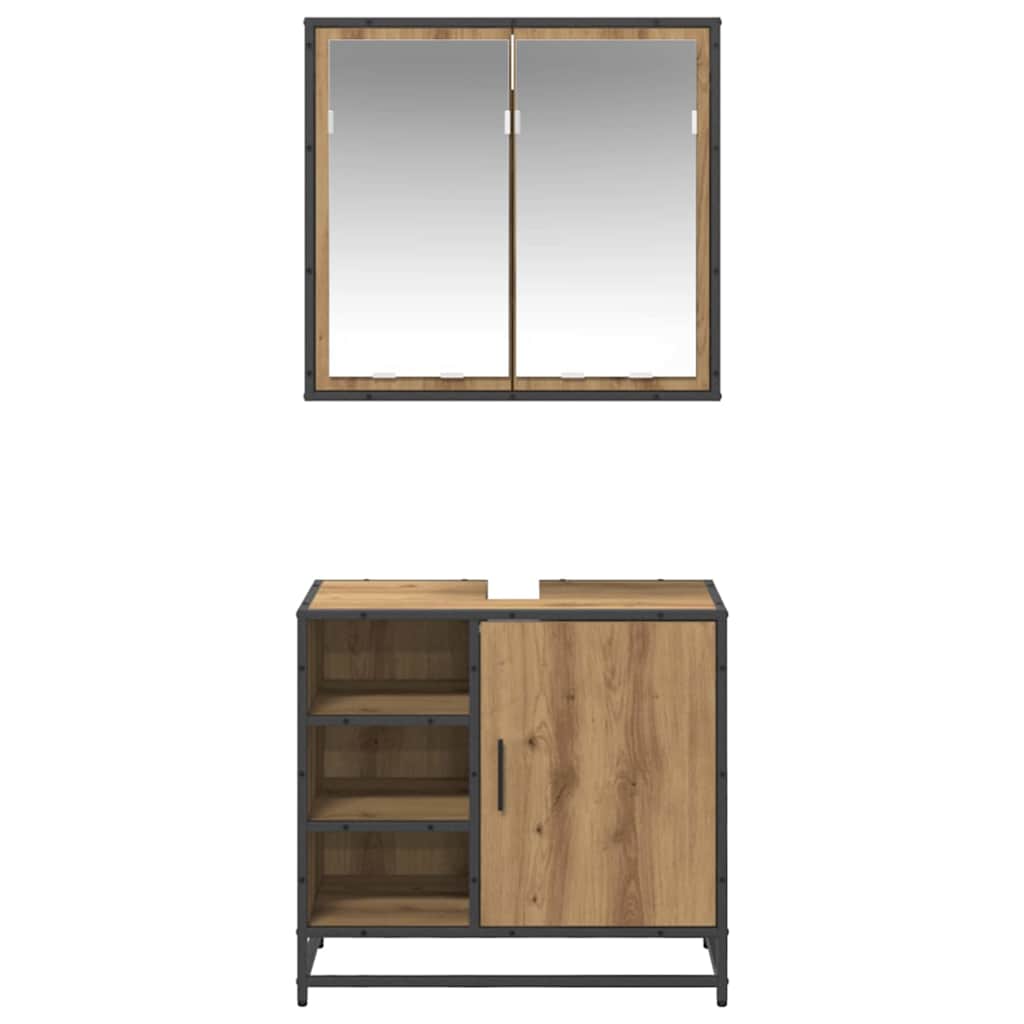 Badezimmermöbel-Set mit Regal 2 pcs Artisan-Eiche Holzwerkstoff