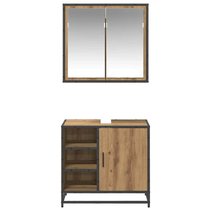 Badezimmermöbel-Set mit Regal 2 pcs Artisan-Eiche Holzwerkstoff