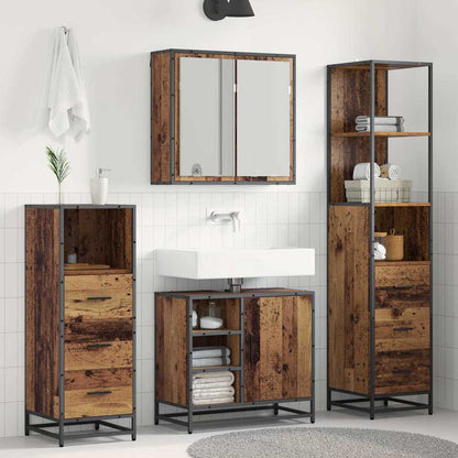 Badezimmermöbel-Set mit Schubladen 3 pcs Altholz Holzwerkstoff