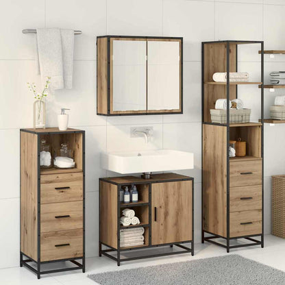 Badezimmermöbel-Set mit Regal 3 pcs Artisan-Eiche Holzwerkstoff
