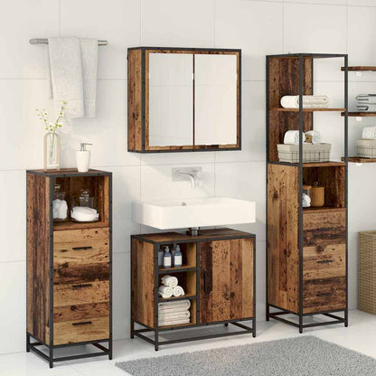Badezimmermöbel-Set mit Schubladen 4 pcs Altholz Holzwerkstoff