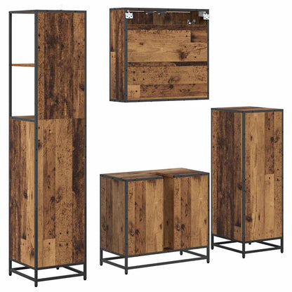 Badezimmermöbel-Set mit Schubladen 4 pcs Altholz Holzwerkstoff