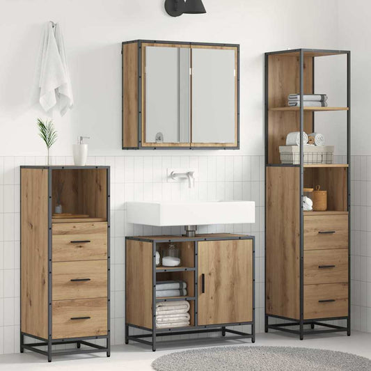 Badezimmermöbel-Set mit Regal 4 pcs Artisan-Eiche Holzwerkstoff