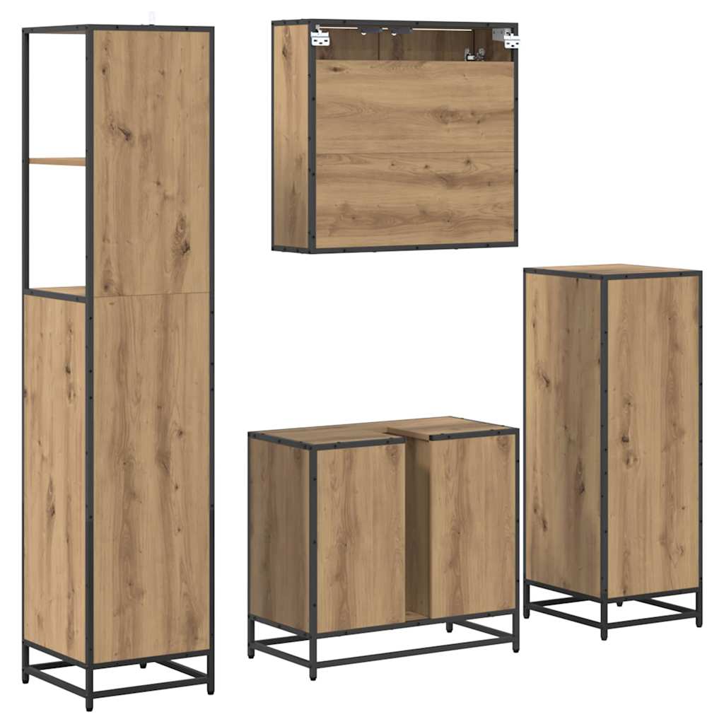 Badezimmermöbel-Set mit Regal 4 pcs Artisan-Eiche Holzwerkstoff