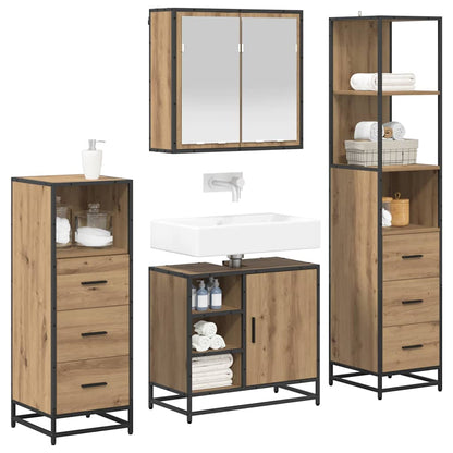 Badezimmermöbel-Set mit Regal 4 pcs Artisan-Eiche Holzwerkstoff