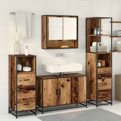 Badezimmermöbel-Set mit Schubladen 3 pcs Altholz Holzwerkstoff