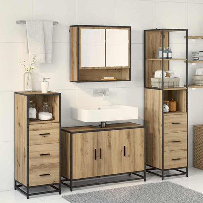 Badezimmermöbel-Set mit Regal 3 pcs Artisan-Eiche Holzwerkstoff