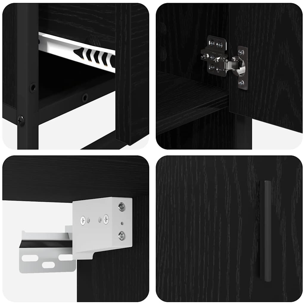 Badezimmermöbel-Set 3 pcs Schwarz Eichen-Optik Holzwerkstoff