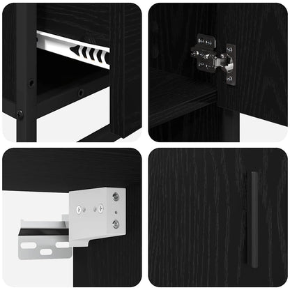 Badezimmermöbel-Set 3 pcs Schwarz Eichen-Optik Holzwerkstoff