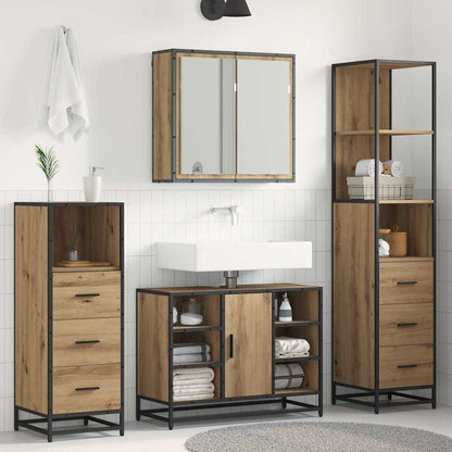Badezimmermöbel-Set mit Regal 3 pcs Artisan-Eiche Holzwerkstoff