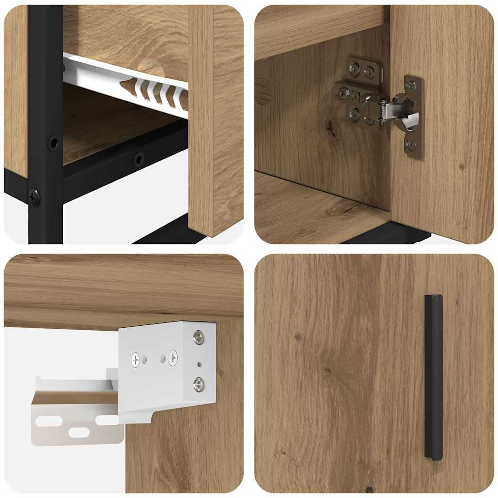 Badezimmermöbel-Set mit Regal 3 pcs Artisan-Eiche Holzwerkstoff