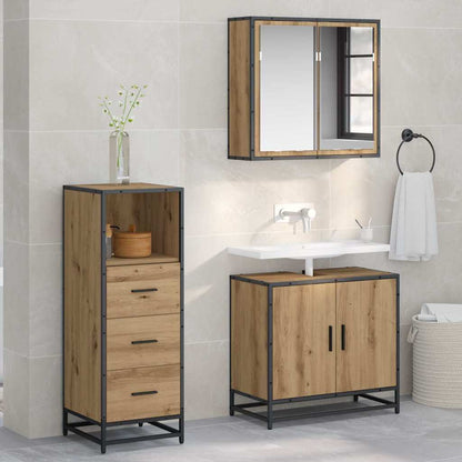 Badezimmermöbel-Set mit Regal 3 pcs Artisan-Eiche Holzwerkstoff