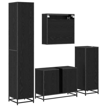 Badezimmermöbel-Set 4 pcs Schwarz Eichen-Optik Holzwerkstoff