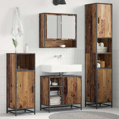 Badezimmermöbel-Set mit Regal 3 pcs Altholz Holzwerkstoff
