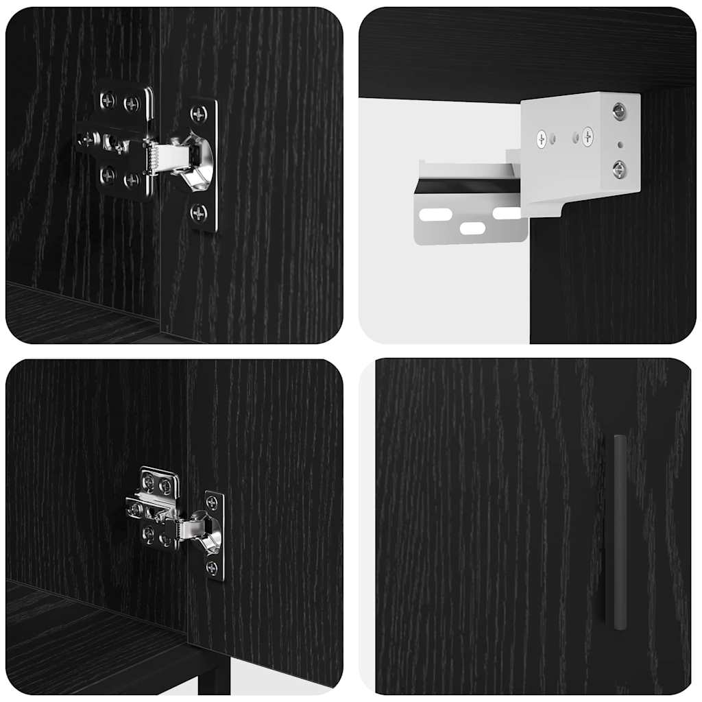 Badezimmermöbel-Set 3 pcs Schwarz Eichen-Optik Holzwerkstoff