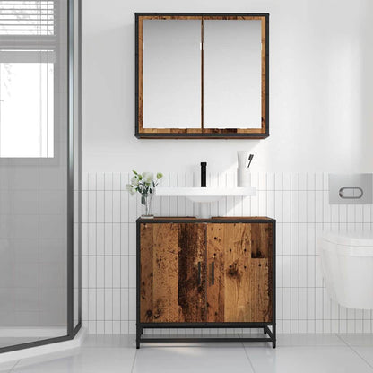 Badezimmermöbel-Set mit Regal 2 pcs Altholz Holzwerkstoff