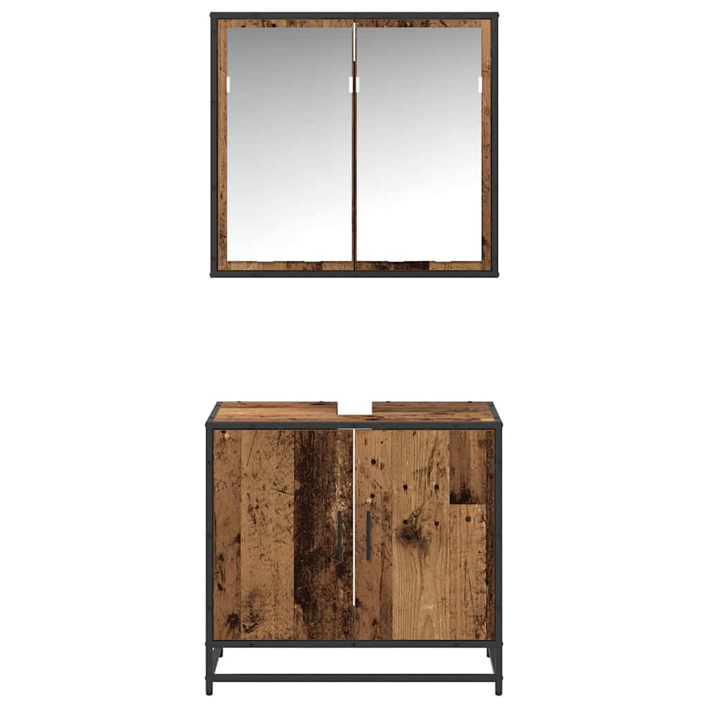 Badezimmermöbel-Set mit Regal 2 pcs Altholz Holzwerkstoff