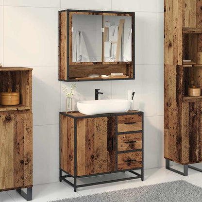 Badezimmermöbel-Set mit Schubladen 2 pcs Altholz Holzwerkstoff