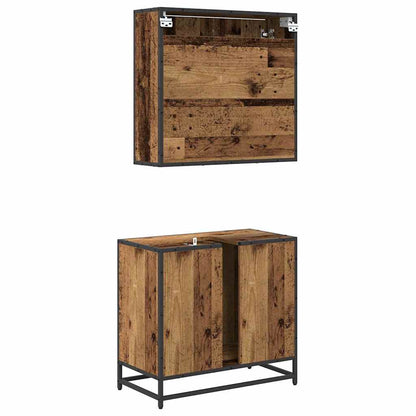 Badezimmermöbel-Set mit Schubladen 2 pcs Altholz Holzwerkstoff
