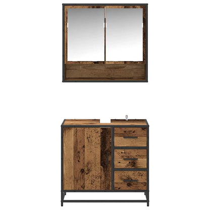 Badezimmermöbel-Set mit Schubladen 2 pcs Altholz Holzwerkstoff