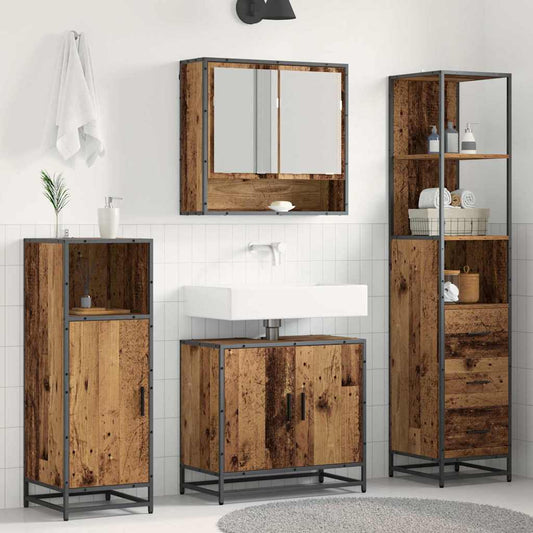 Badezimmermöbel-Set mit Schubladen 3 pcs Altholz Holzwerkstoff