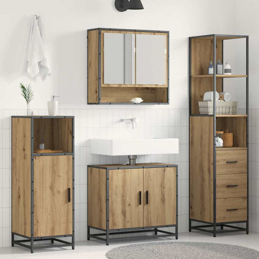 Badezimmermöbel-Set mit Regal 3 pcs Artisan-Eiche Holzwerkstoff