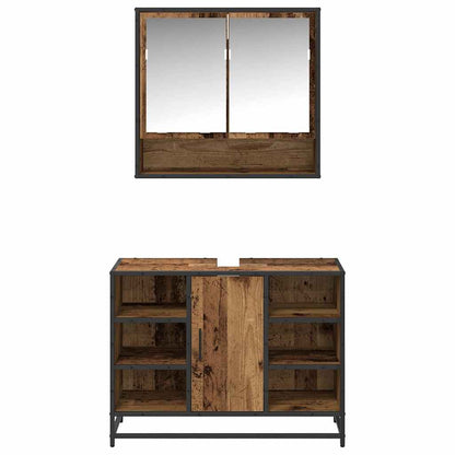 Badezimmermöbel-Set mit Regal 2 pcs Altholz Holzwerkstoff