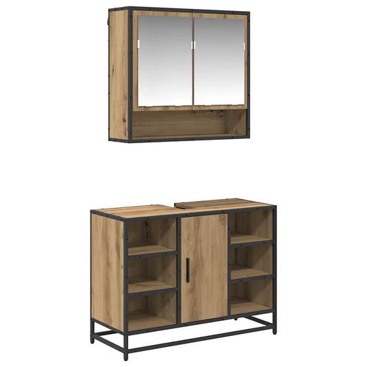 Badezimmermöbel-Set mit Regal 2 pcs Artisan-Eiche Holzwerkstoff