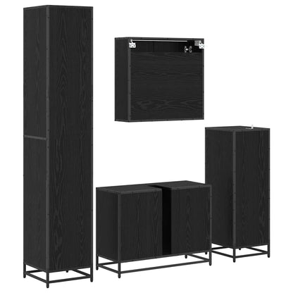 Badezimmermöbel-Set 4 pcs Schwarz Eichen-Optik Holzwerkstoff