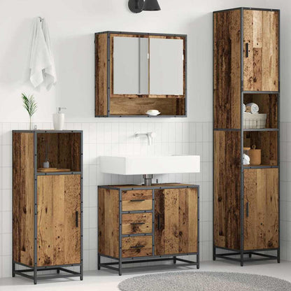 Badezimmermöbel-Set mit Schubladen 3 pcs Altholz Holzwerkstoff
