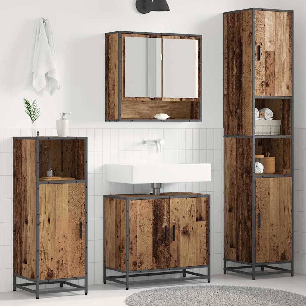 Badezimmermöbel-Set mit Regal 3 pcs Altholz Holzwerkstoff