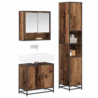 Badezimmermöbel-Set mit Regal 3 pcs Altholz Holzwerkstoff