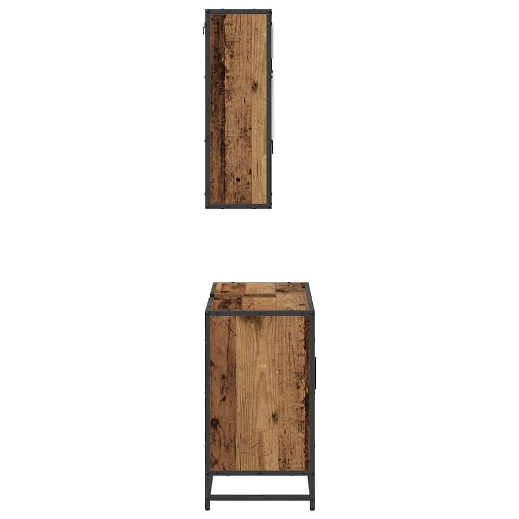 Badezimmermöbel-Set mit Schubladen 2 pcs Altholz Holzwerkstoff