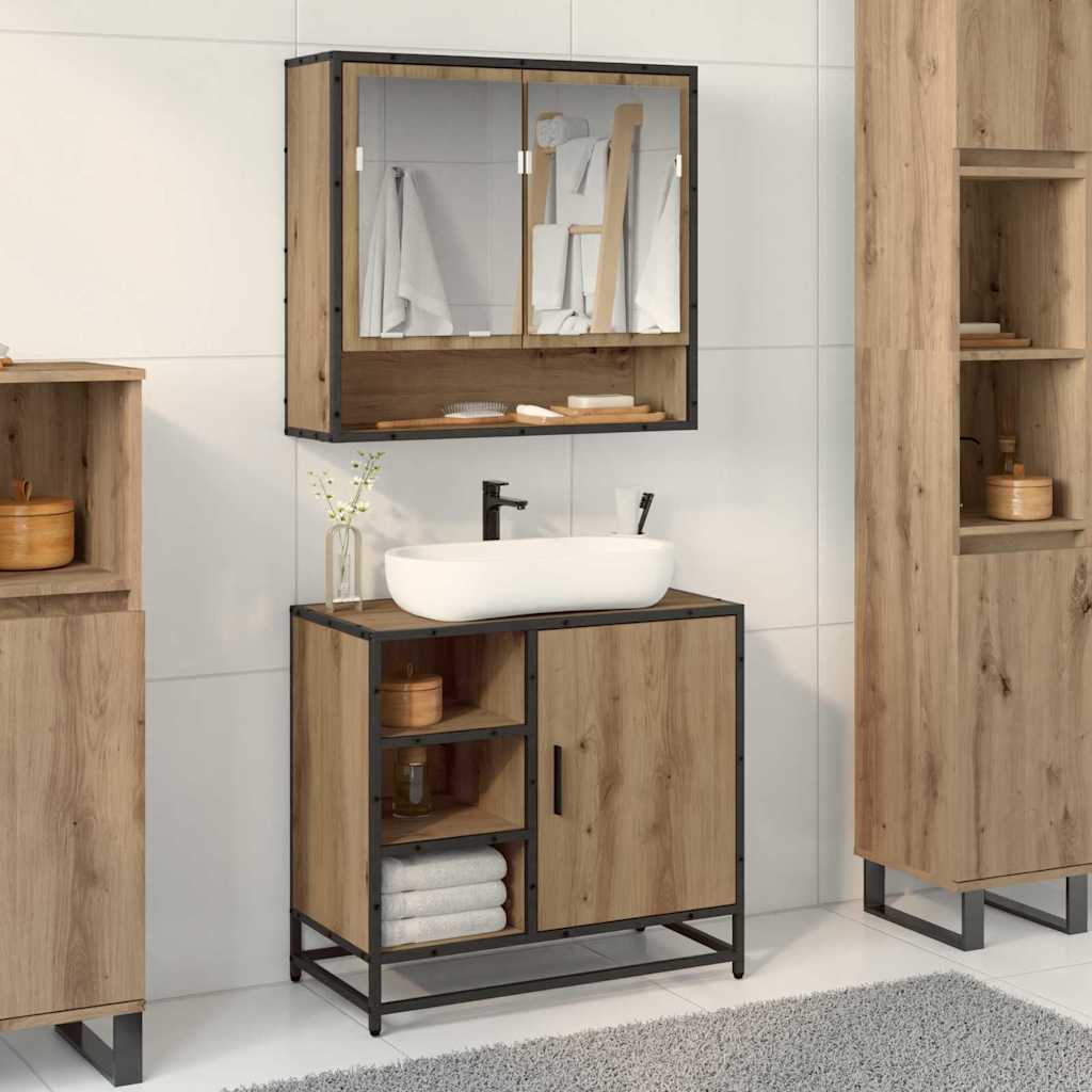 Badezimmermöbel-Set mit Regal 2 pcs Artisan-Eiche Holzwerkstoff
