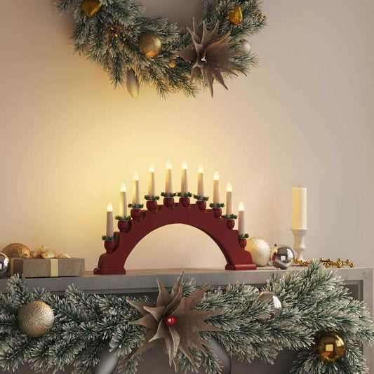 Weihnachtskerzenbogen mit 10 LED Kerzen Rot 47 x 5 x 29 cm