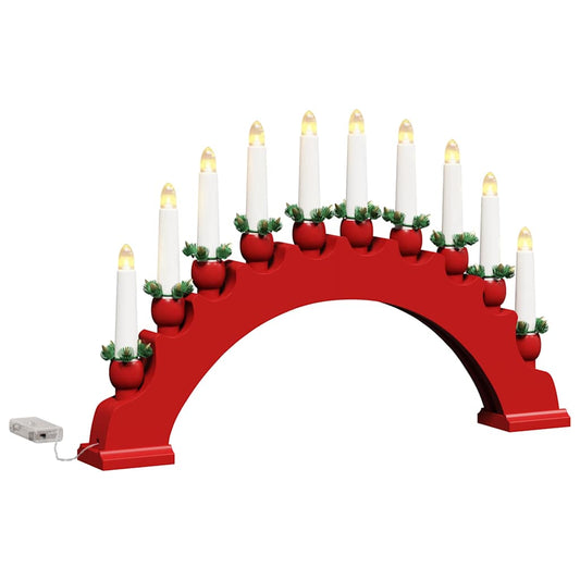 Weihnachtskerzenbogen mit 10 LED Kerzen Rot 47 x 5 x 29 cm